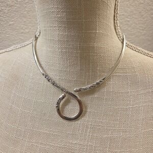 Vintage SARDA Sterling Silver Bali Swirl Graduated Collar Choker S Hook Necklace